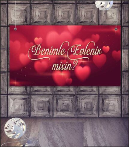 Kırmızı Geçişli Romantik Evlilik Teklifi Afişi