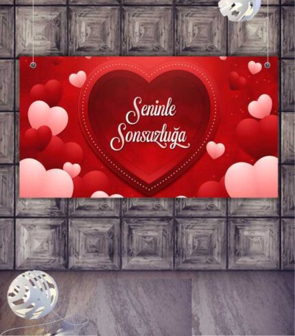 Kırmızı Kalpler Arasında Evlilik Teklifi Afişi