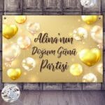 Altın Sarısı Balonlu Doğum Günü Afişi