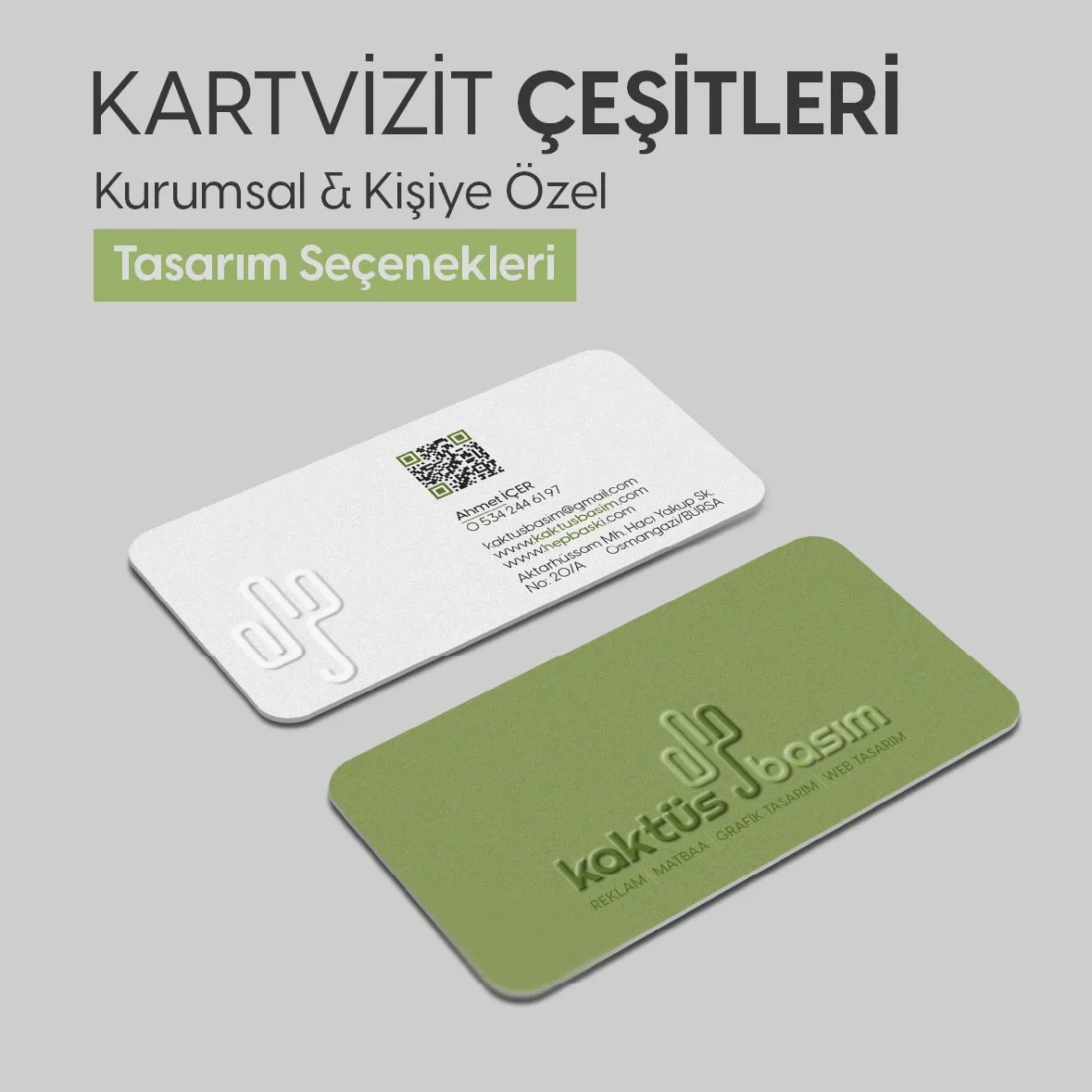 Kurumsal ve kişiye özel Bursa kartvizit modelleri